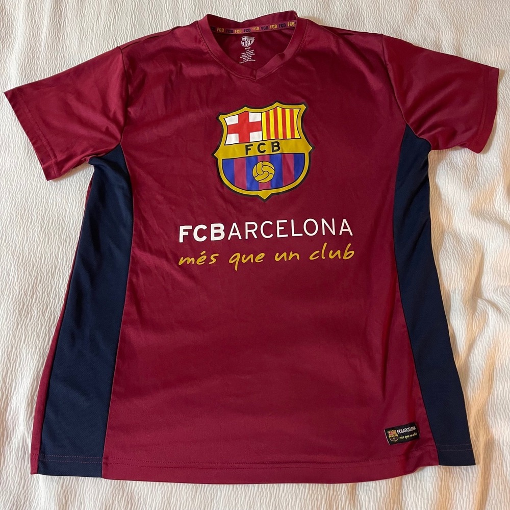 FC Barcelona Barca Soccer Jersey Poly Shirt Mes Que Un Club‎ Maroon Mens Large